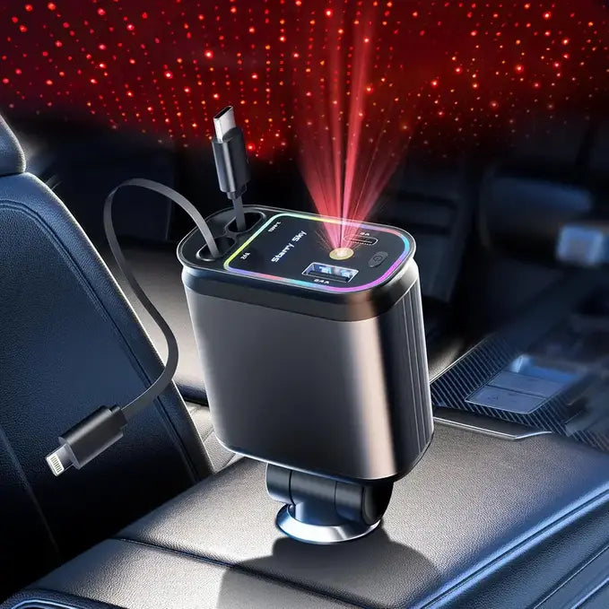 The StarLux™ | 4-in-1 Retractable Fast Car Charger