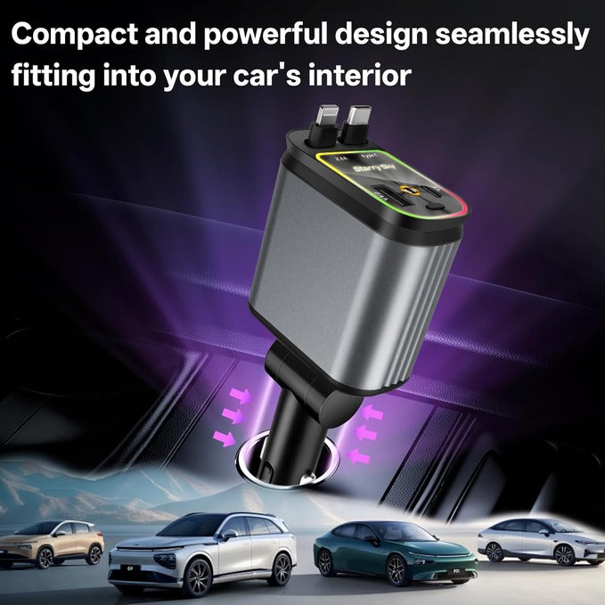 The StarLux™ | 4-in-1 Retractable Fast Car Charger