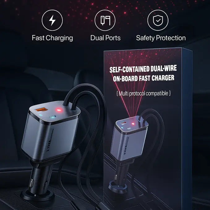 The StarLux™ | 4-in-1 Retractable Fast Car Charger